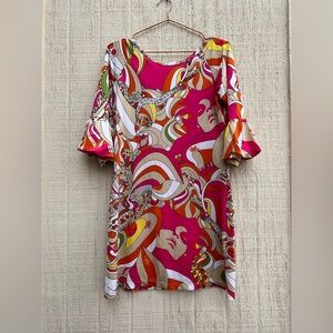 ‘Apple Bottoms’ vintage orange yellow white half sleeve mini dress/top